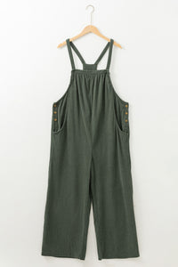 Jungle Green Plus Size Corduroy Pocketed Wide Leg Overall