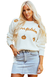 White XOXO Glitter Print Round Neck Casual Sweater