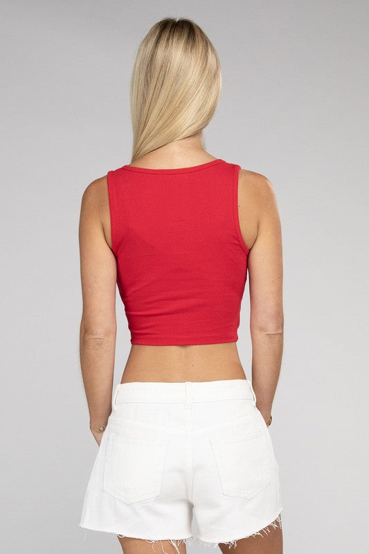 Cotton Square Neck Cropped Cami Top