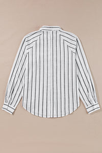 Black Stripe Chest Pocket Buttoned Oversized Shirt