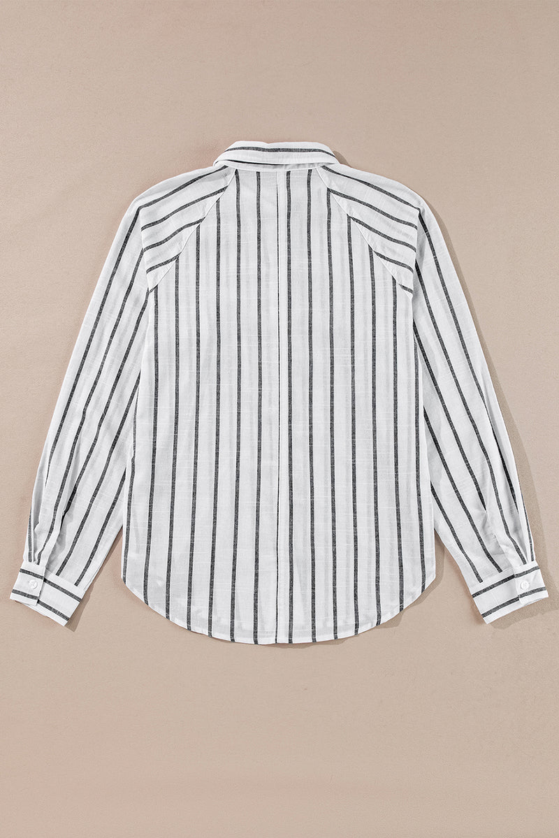 Black Stripe Chest Pocket Buttoned Oversized Shirt