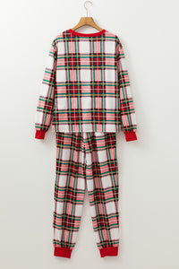 Red Christmas Plaid Allover Top and Pants Lounge Set