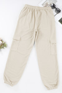 Gray Waffle Texture Cargo Pocket Jogger Pants