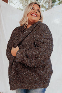 Sage Green Open Front Knit Plus Size Cozy Cardigan