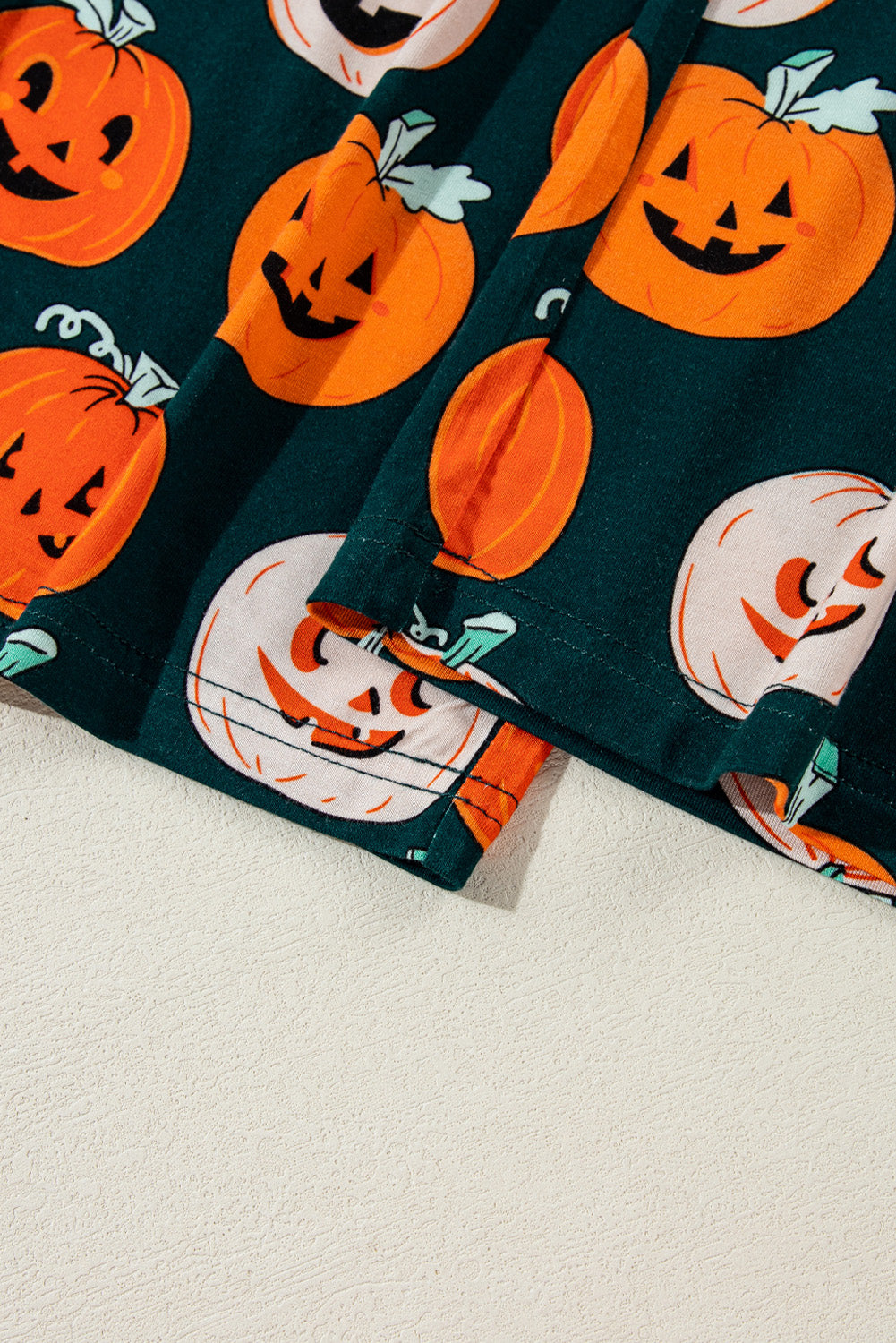 Orange Halloween Pattern Short Sleeve Shirt Pajama Set