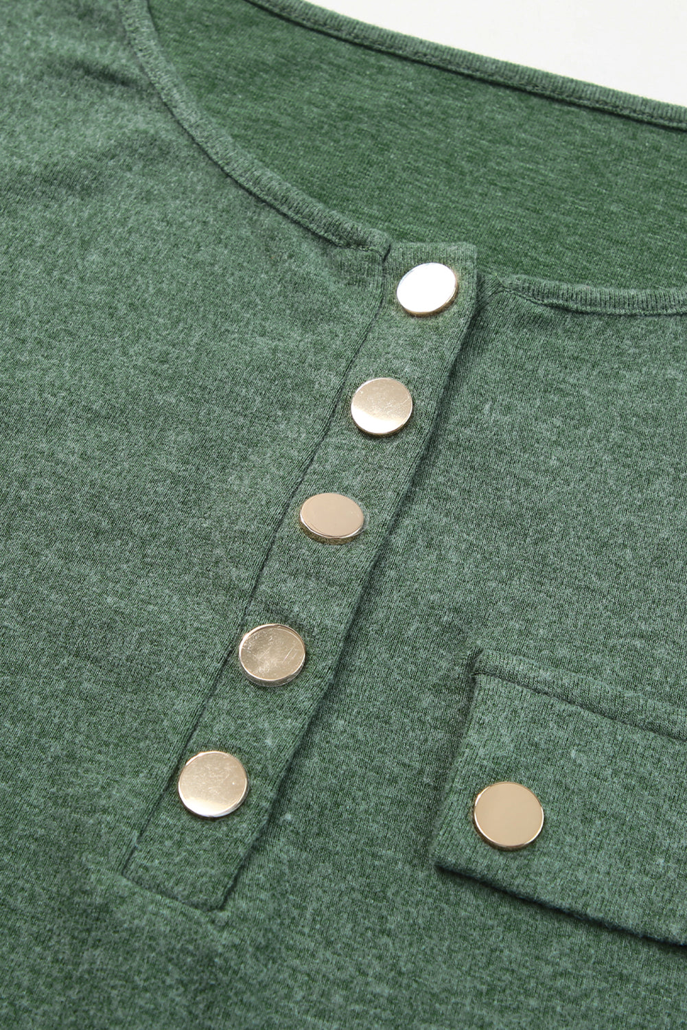 Mist Green Long Sleeve Snap Button Henley Top