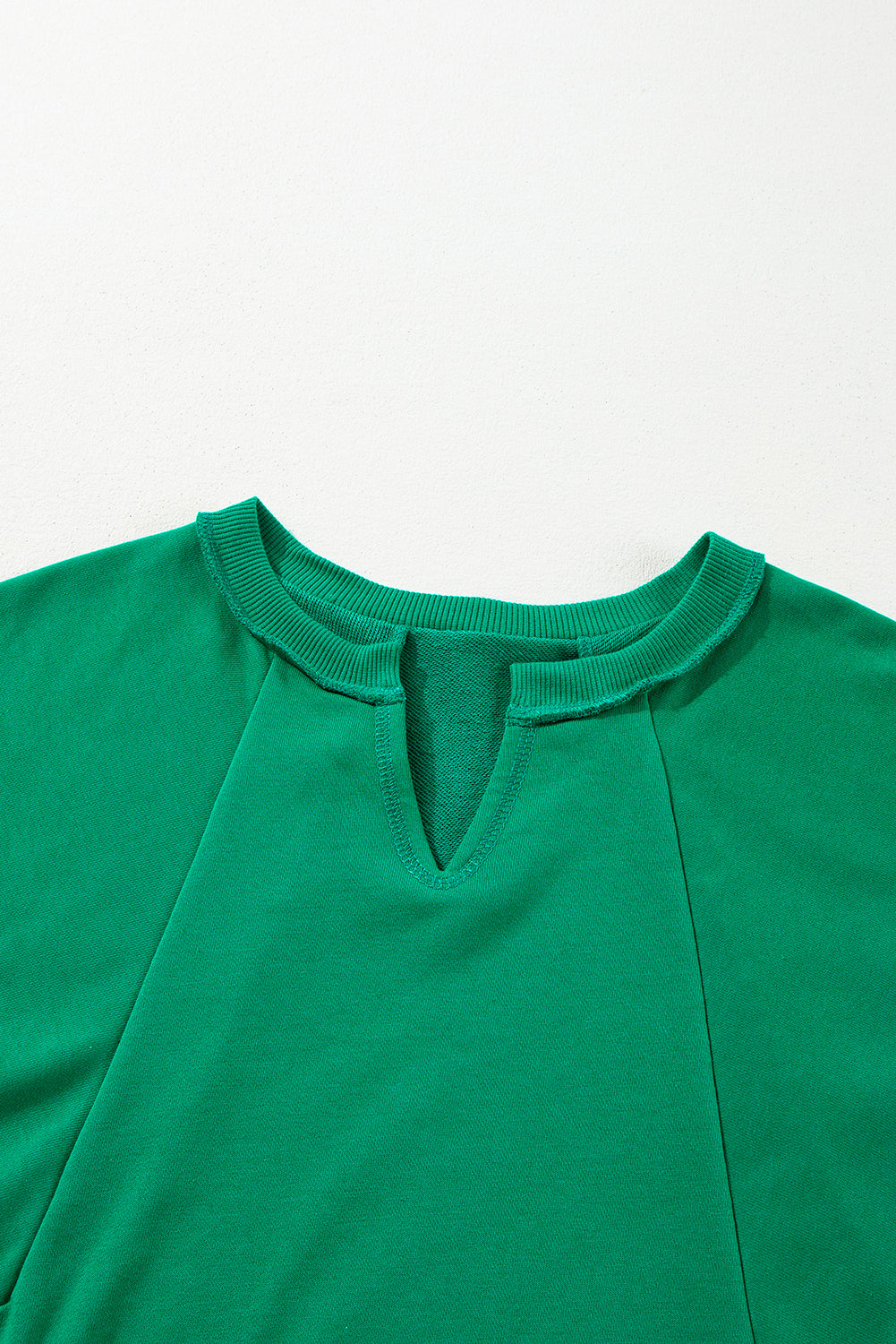 Bright Green Exposed Seam Notched Neck Drop Shoulder Plus Sweatshirt