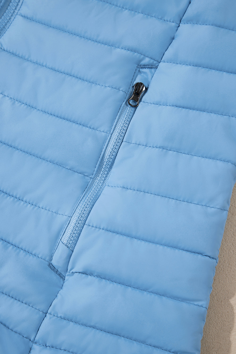 Myosotis Solid Color Quilted Zip-up Puffer Jacket