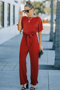 Black Belted Wide Leg Jumpsuit