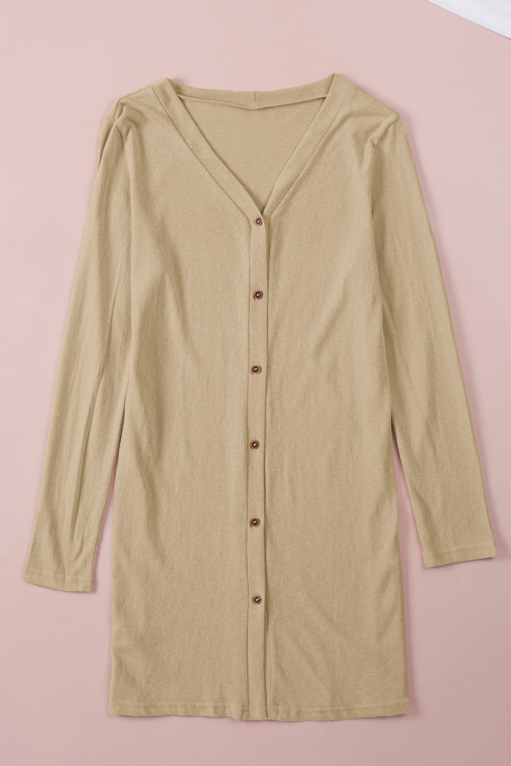 White Solid Color Open-Front Buttons Cardigan