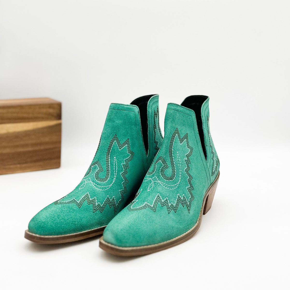 Kickin' Booties in Turquoise Suede