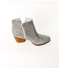 Shine Star Rhinestone Bootie in Silver