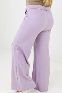 Zenana Distressed Knee French Terry Sweats With Pockets - New Colors